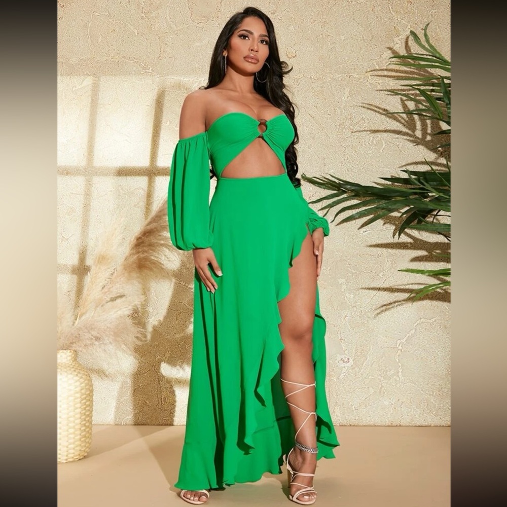 Beautiful flowyyy Green Dress